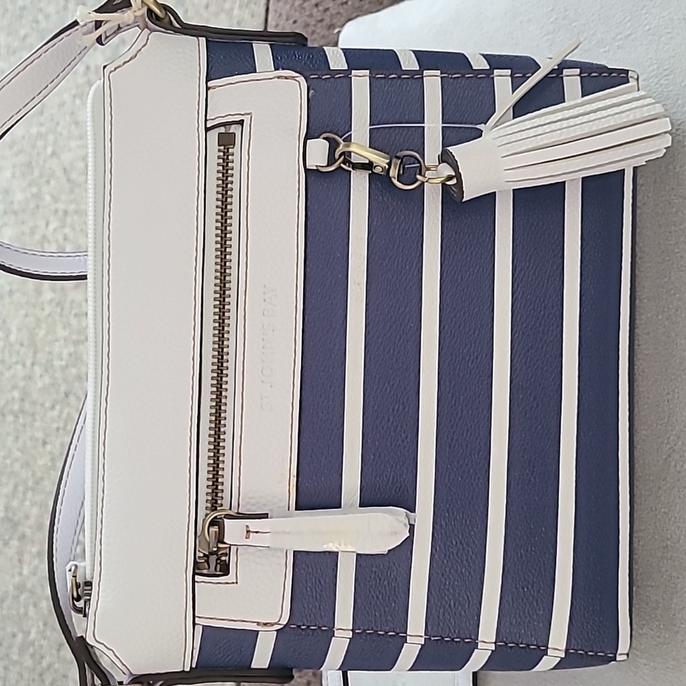 St. John's Bay Navy and White Striped Crossbody Bag